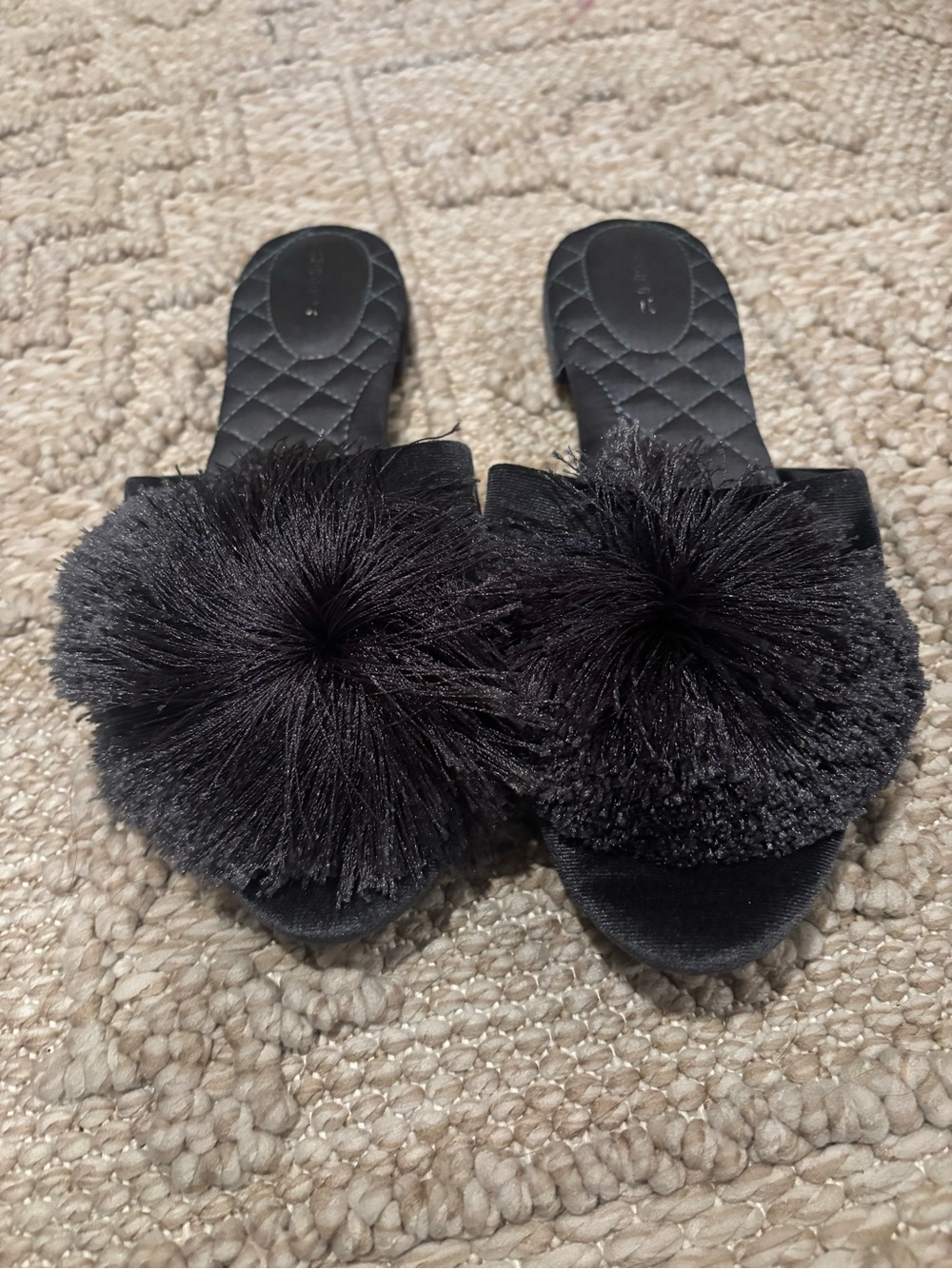 Birdies grey Pom-Pom Slide Slippers